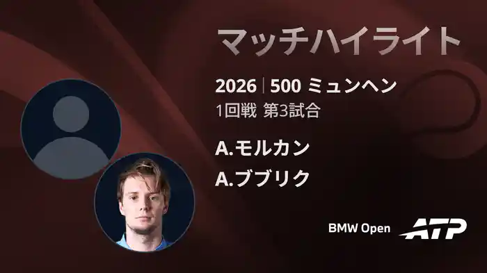 500 ミュンヘン シングルス1回戦 A.モルカン VS A.ブブリク マッチハイライト [ATPツアー 2026]