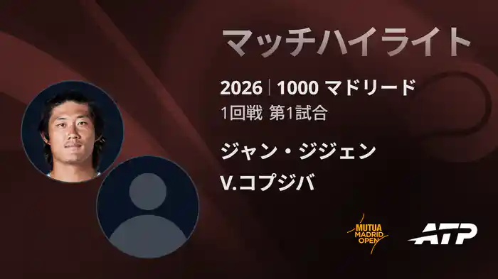 1000 マドリード シングルス1回戦 ジャン・ジジェン VS V.コプジバ マッチハイライト [ATPツアー 2026]