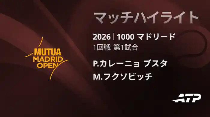 1000 マドリード シングルス1回戦 P.カレーニョ ブスタ VS M.フクソビッチ マッチハイライト [ATPツアー 2026]