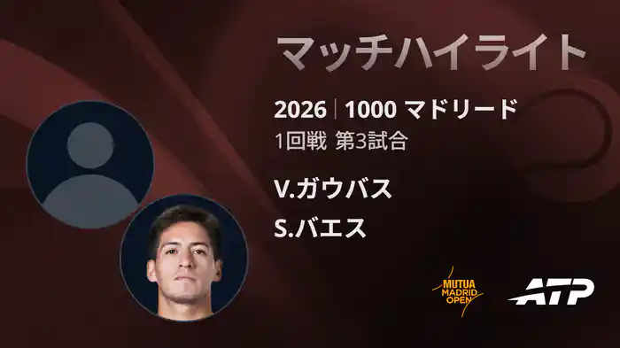 1000 マドリード シングルス1回戦 V.ガウバス VS S.バエス マッチハイライト [ATPツアー 2026]