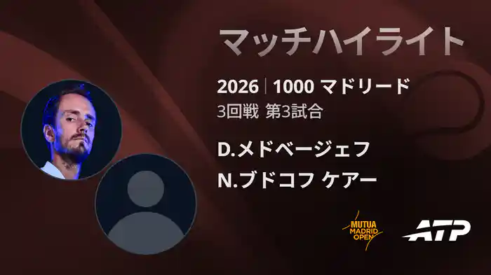 1000 マドリード シングルス3回戦 D.メドベージェフ VS N.ブドコフ ケアー マッチハイライト [ATPツアー 2026]