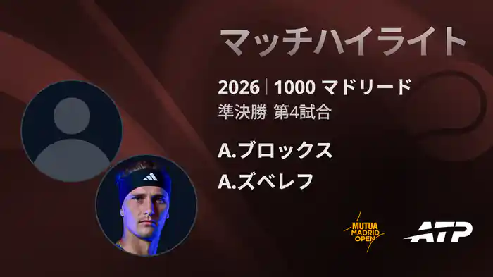 1000 マドリード シングルス準決勝 A.ブロックス VS A.ズベレフ マッチハイライト [ATPツアー 2026]