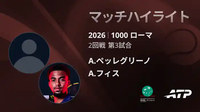 1000 ローマ シングルス2回戦 A.ペッレグリーノ VS A.フィス マッチハイライト [ATPツアー 2026]
