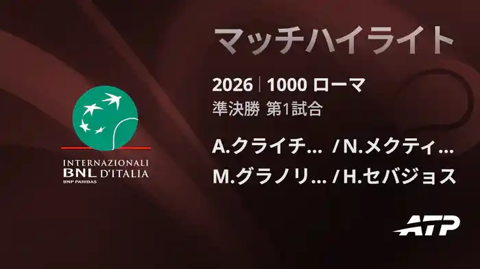 1000 ローマ ダブルス準決勝 A.クライチェク/N.メクティッチ VS M.グラノリェルス/H.セバジョス マッチハイライト [ATPツアー 2026]