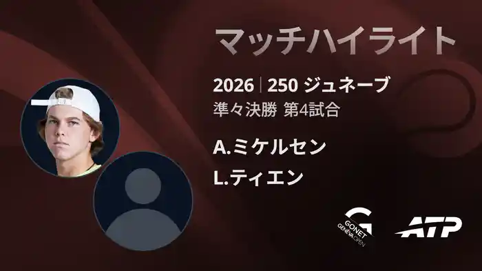 250 ジュネーブ シングルス準々決勝 A.ミケルセン VS L.ティエン マッチハイライト [ATPツアー 2026]
