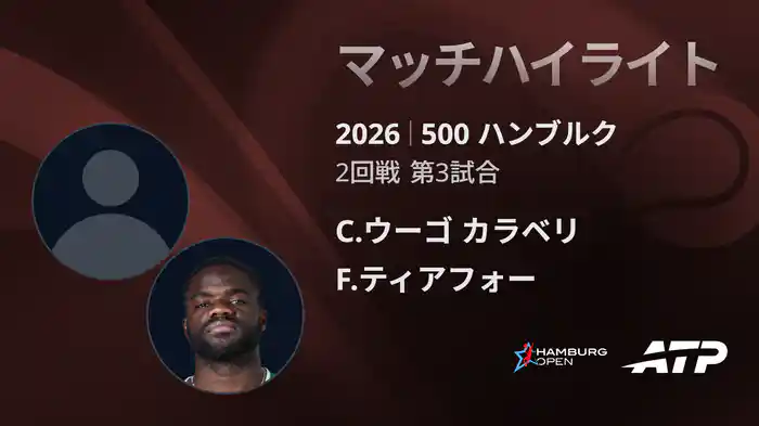 500 ハンブルク シングルス2回戦 C.ウーゴ カラベリ VS F.ティアフォー マッチハイライト [ATPツアー 2026]