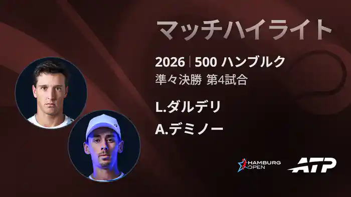 500 ハンブルク シングルス準々決勝 L.ダルデリ VS A.デミノー マッチハイライト [ATPツアー 2026]