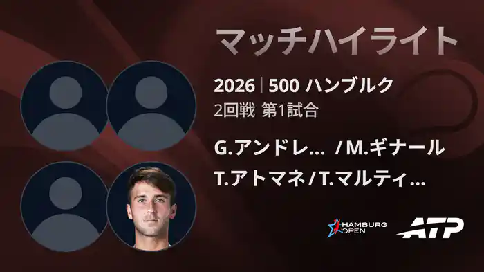 500 ハンブルク ダブルス1回戦 G.アンドレオッツィ/M.ギナール VS T.アトマネ/T.マルティン エチェベリー マッチハイライト [ATPツアー 2026]