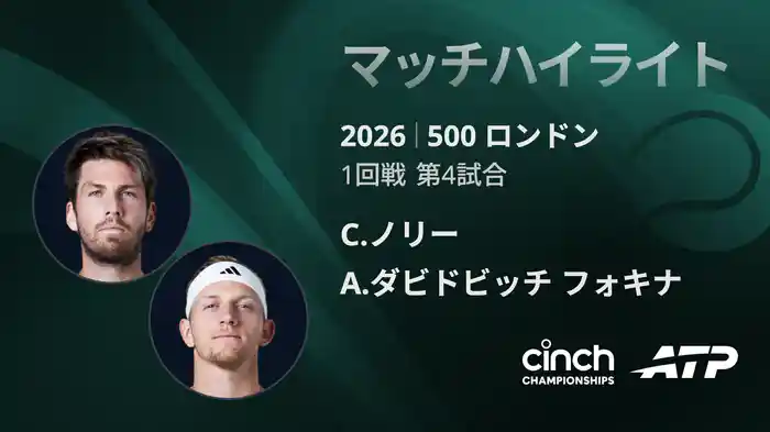 500 ロンドン シングルス1回戦 C.ノリー VS A.ダビドビッチ フォキナ マッチハイライト [ATPツアー 2026]