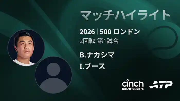 500 ロンドン シングルス2回戦 B.ナカシマ VS I.ブース マッチハイライト [ATPツアー 2026]