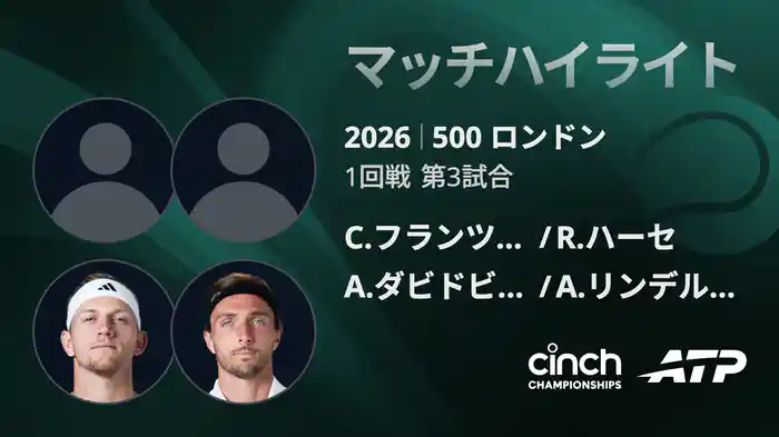 500 ロンドン ダブルス1回戦 C.フランツェン/R.ハーセ VS A.ダビドビッチ フォキナ/A.リンデルクネシュ マッチハイライト [ATPツアー 2026]