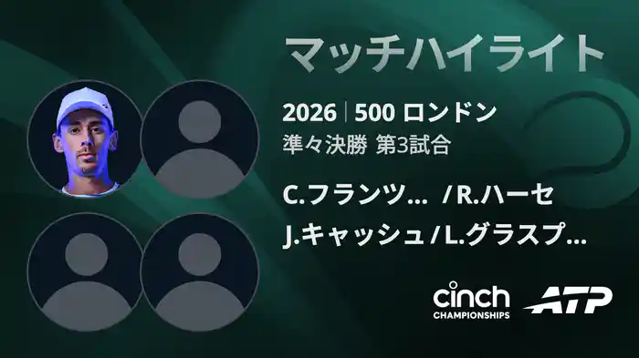 500 ロンドン ダブルス準々決勝 C.フランツェン/R.ハーセ  VS J.キャッシュ/L.グラスプール マッチハイライト [ATPツアー 2026]