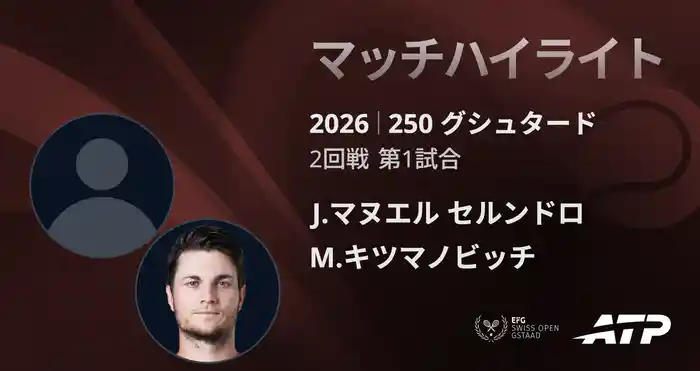 250 グシュタード シングルス2回戦 J.マヌエル セルンドロ VS M.キツマノビッチ マッチハイライト [ATPツアー 2026]