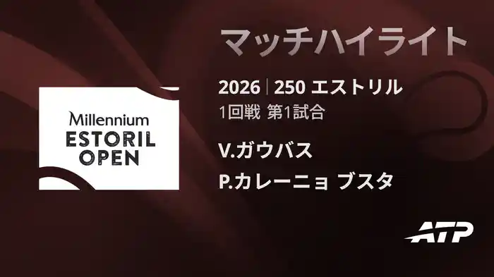 250 エストリル シングルス1回戦 V.ガウバス VS P.カレーニョ ブスタ マッチハイライト [ATPツアー 2026]