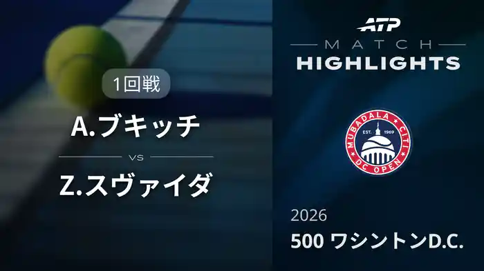 500 ワシントンD.C. シングルス1回戦 A.ブキッチ VS Z.スヴァイダ マッチハイライト [ATPツアー 2026]