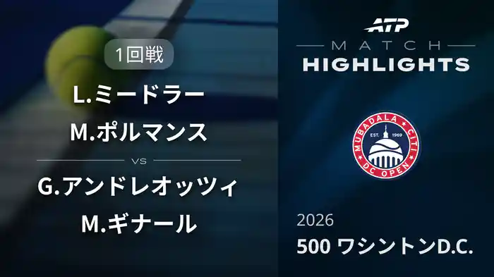 500 ワシントンD.C. ダブルス1回戦 L.ミードラー/M.ポルマンス VS G.アンドレオッツィ/M.ギナール マッチハイライト [ATPツアー 2026]
