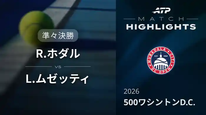 500 ワシントンD.C. シングルス準々決勝 R.ホダル VS L.ムゼッティ マッチハイライト [ATPツアー 2026]