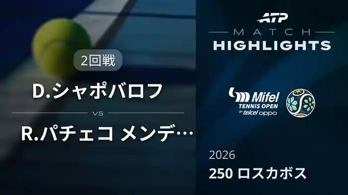 250 ロスカボス シングルス2回戦 D.シャポバロフ VS R.パチェコ メンデス マッチハイライト [ATPツアー 2026]