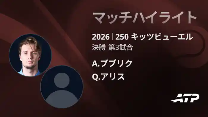 250 キッツビューエル シングルス決勝 A.ブブリク VS Q.アリス マッチハイライト [ATPツアー 2026]