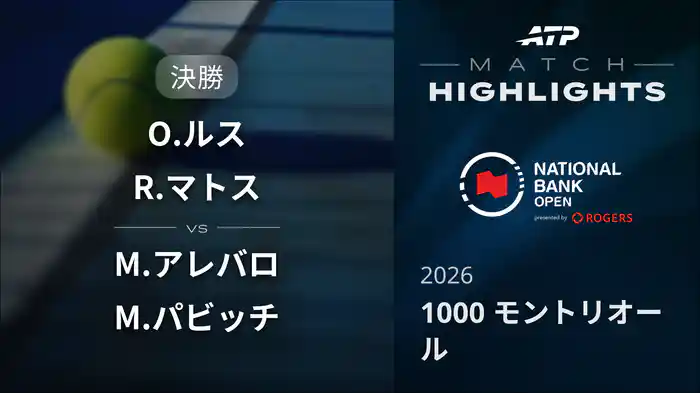 1000 モントリオール ダブルス決勝 O.ルス/R.マトス VS M.アレバロ/M.パビッチ マッチハイライト [ATPツアー 2026]
