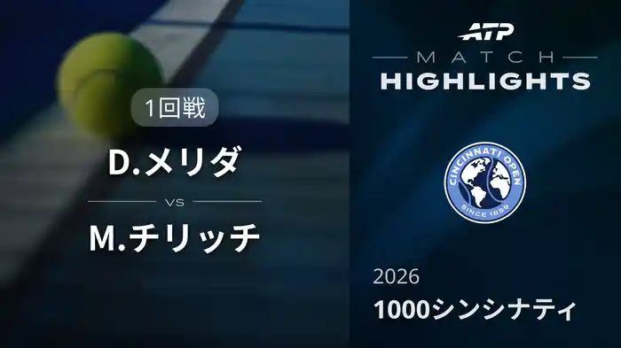 1000 シンシナティ シングルス1回戦 D.メリダ VS M.チリッチ マッチハイライト [ATPツアー 2026]
