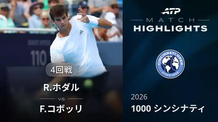 1000 シンシナティ シングルス4回戦 R.ホダル VS F.コボッリ マッチハイライト [ATPツアー 2026]