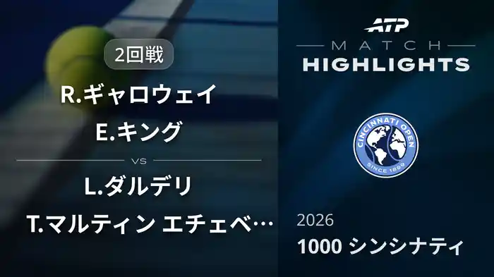 1000 シンシナティ ダブルス2回戦 R.ギャロウェイ/E.キング VS L.ダルデリ/T.マルティン エチェベリー マッチハイライト [ATPツアー 2026]