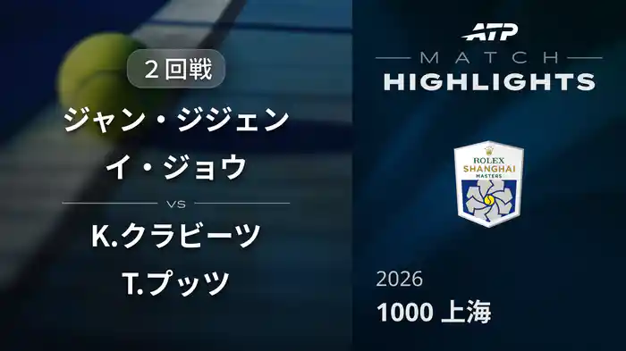1000 上海 ダブルス２回戦 ジャン・ジジェン/イ・ジョウ VS K.クラビーツ/T.プッツ マッチハイライト [ATPツアー 2026]