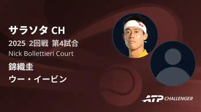 ATPチャレンジャー サラソタ 2回戦 ウー・イービン VS 錦織圭