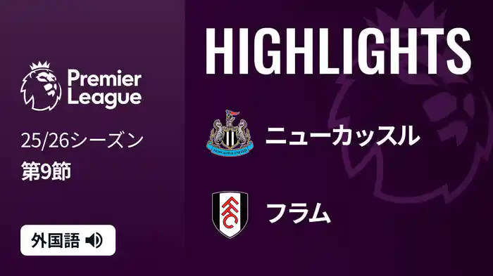 第9節 ニューカッスル v フラム 10/25 [プレミアリーグ] マッチハイライト
