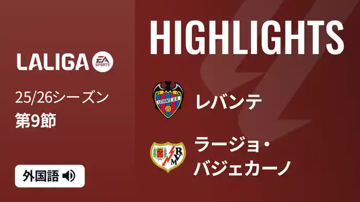 第9節 レバンテ v ラージョ・バジェカーノ 10/20 [ラ・リーガ] マッチハイライト