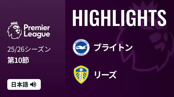 第10節 ブライトン v リーズ 11/2 [プレミアリーグ] マッチハイライト