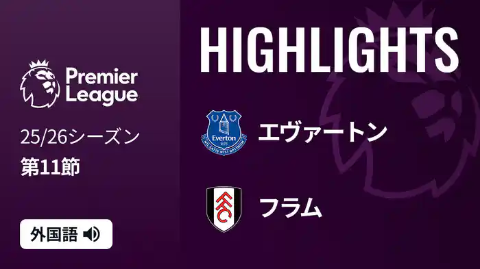 第11節 エヴァートン v フラム 11/9 [プレミアリーグ] マッチハイライト