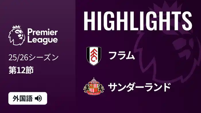 第12節 フラム v サンダーランド 11/23 [プレミアリーグ] マッチハイライト