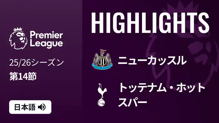 第14節 ニューカッスル v トッテナム・ホットスパー 12/3 [プレミアリーグ] マッチハイライト