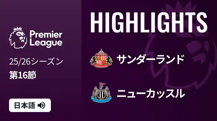 第16節 サンダーランド v ニューカッスル 12/14 [プレミアリーグ] マッチハイライト